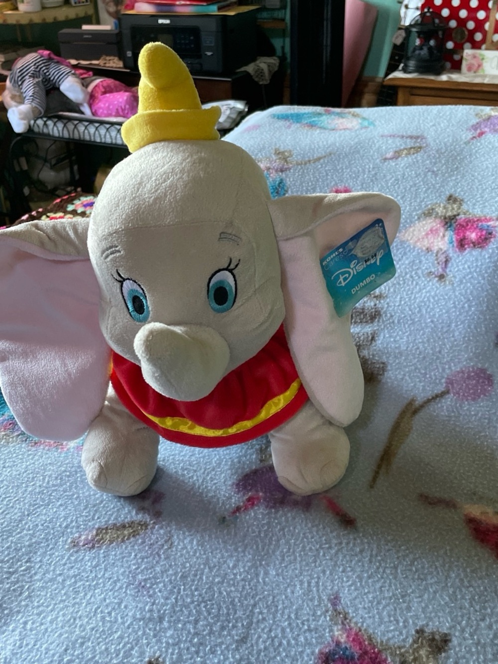 Disney Dumbo Plush - Cream, Pink, Red & Yellow Soft Stuffed Elephant